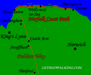 Peddars Way and Norfolk Coast Path map letsgowalking walking holidays
