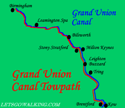 grand_union_canal_map canal walking holidays with letsgowalking.co.uk