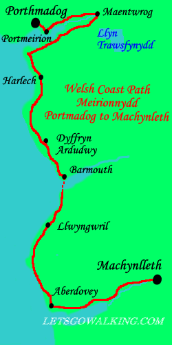 Wales Coast Path_porthmadog_to_machynlleth_map letsgowalking walking holidays