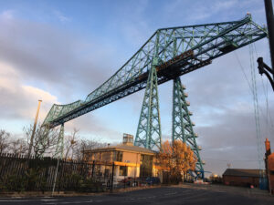 Middlesbrough Transporter Bridge on Teesdale Way walking holiday in England with Lets Go Walking