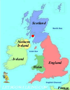 Location of Arran Coastal Way in Scotland